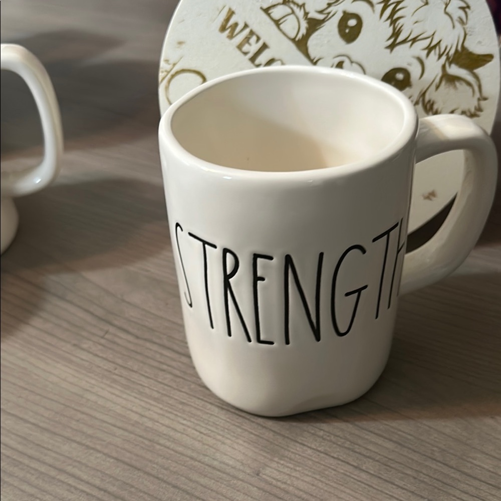 Rae Dunn White and Black Strength Mug